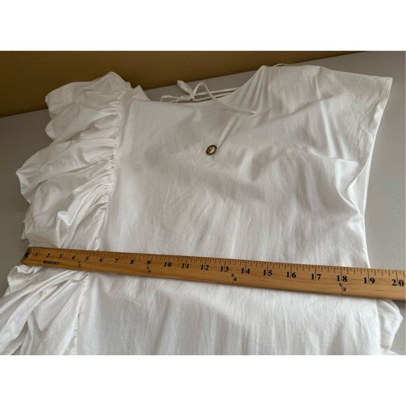 Valtadoros White Ruffle Asymmetric Dress w/ Waist Tie – Size S - Picture 12 of 16